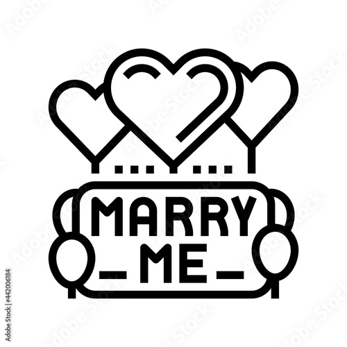 proposal marry me balloons line icon vector. proposal marry me balloons sign. isolated contour symbol black illustration