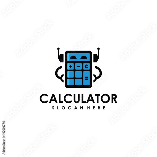 robot logo calculator graphic design template