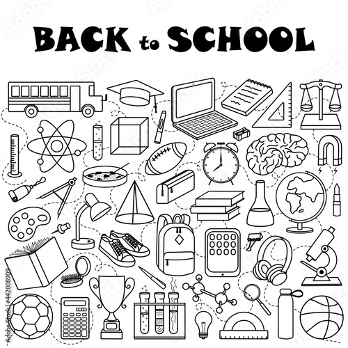Back to school set of doodle elements.