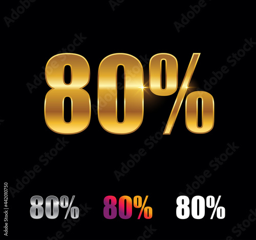 Golden and Silver 80 Percent Sign