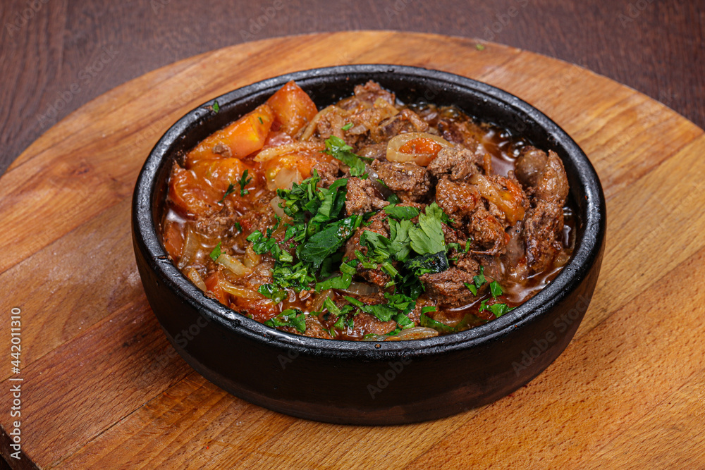 Georgian traditional cuisine - meat with potato Georgian traditional cuisine - meat with potato