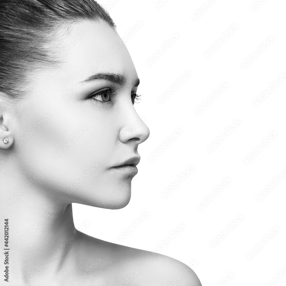 Side view on beautiful girl with perfect makeup and skin. Side view on beautiful girl with perfect makeup and skin.