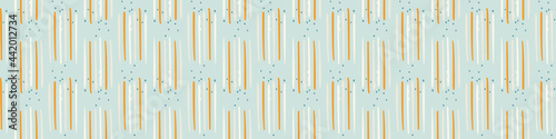 Summer tropical stripe seamless border pattern. Bright retro broken line banner edge. Fun gender neutral gift wrap masking taper decor washi ribbon trim in vector.
