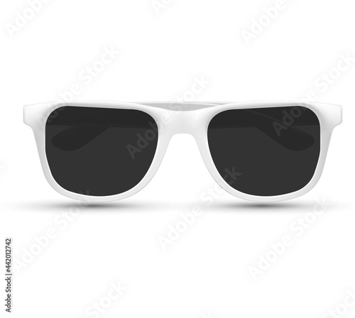 Sunglasses closeup, Polarized geek glasses, hipster sun lens ocular. Fashion accessory. Isolated on white background.ummer Sunglasses, Realistic mockup.