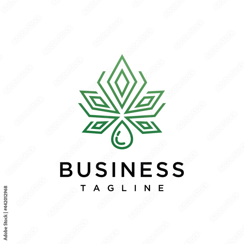 Cannabis and oil logo design icon concept