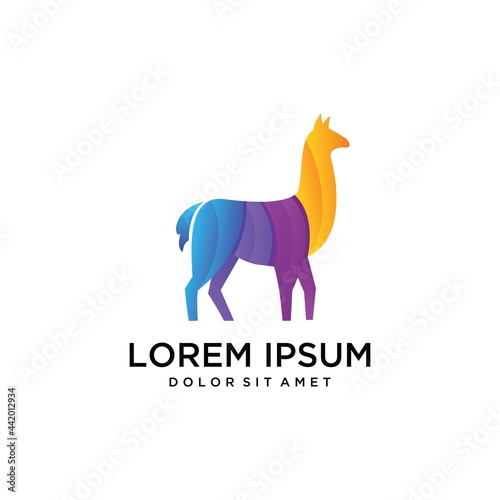 Alpaca logo design template .