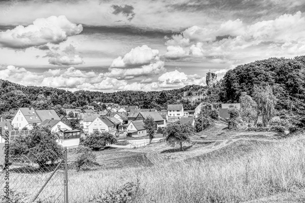 monochrome photography of an upper franconian village