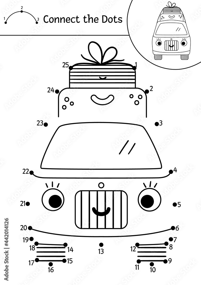 Vector camping dot-to-dot and color activity with cute kawaii tourist ...