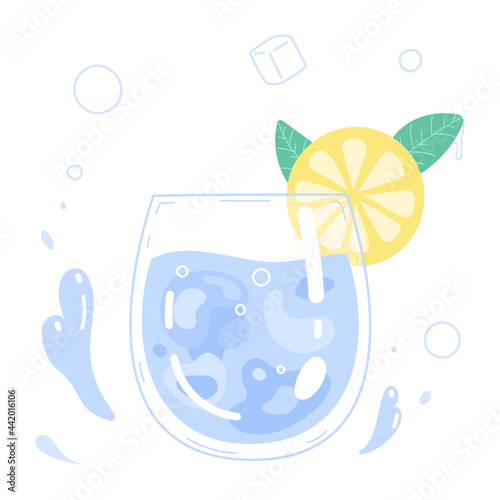 Glass of drinking water and slice of lemon