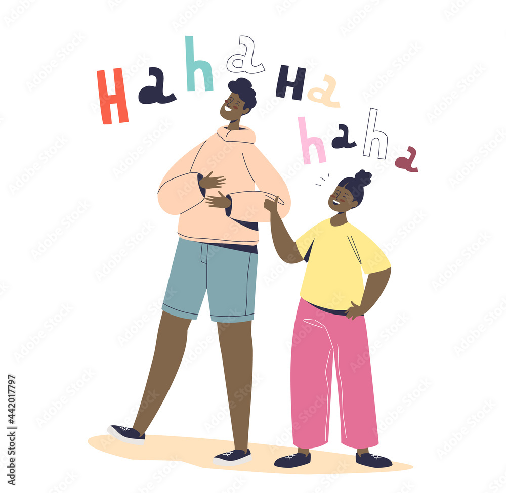 Cheerful boy and girl laughing tell funny stories or joking. Overjoyed man and woman laugh out loud Cheerful boy and girl laughing tell funny stories or joking. Overjoyed man and woman laugh out loud