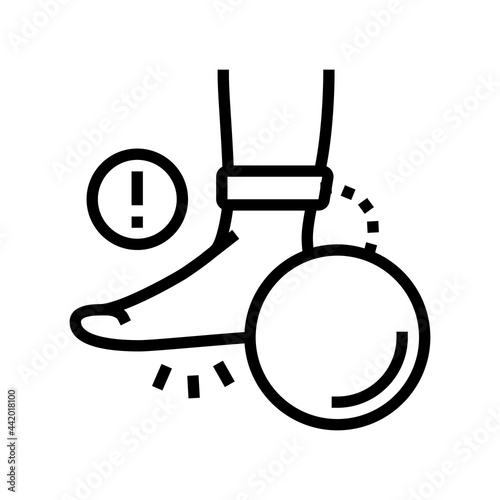 heaviness in legs flat feet line icon vector. heaviness in legs flat feet sign. isolated contour symbol black illustration