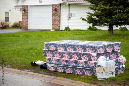 Bulk garbage day concept, funtinure in the street, seasonal waste collection service.