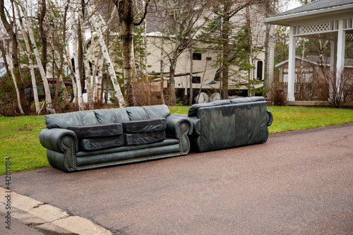 Bulk garbage day concept, funtinure in the street, seasonal waste collection service.