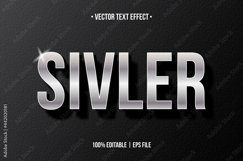 Silver vector text effect Shiny steel text effect 3d silver text effect