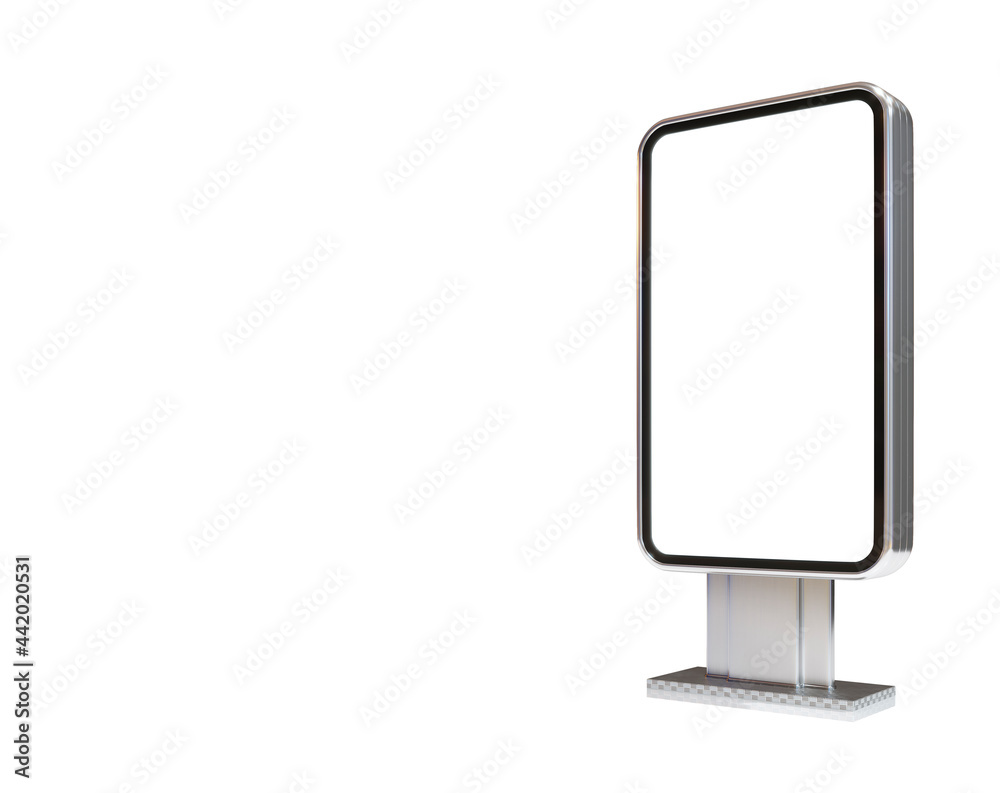 Light box stand in perspective on the white background. 3d illustration