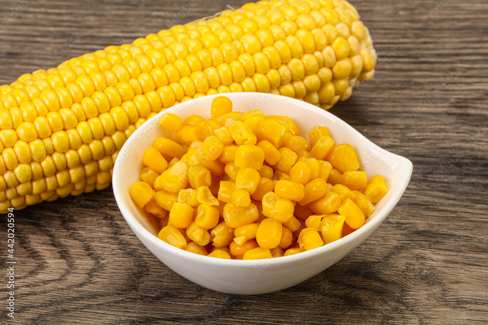 Sweet yellow corn in the bowl Sweet yellow corn in the bowl