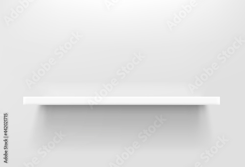 White empty shelve on white wall