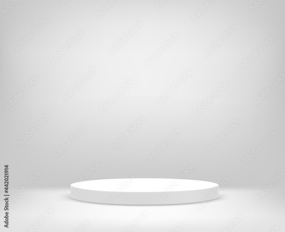 Bright white interior with pedestal vector illustration