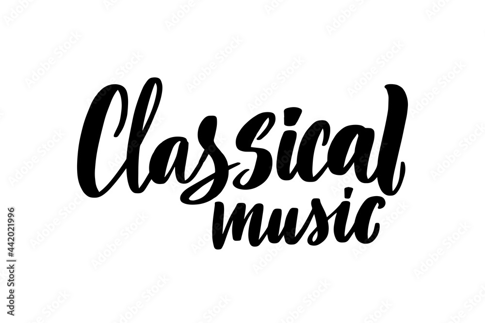 Classical music lettering. Handwritten stock typography Vector Classical music lettering. Handwritten stock typography Vector