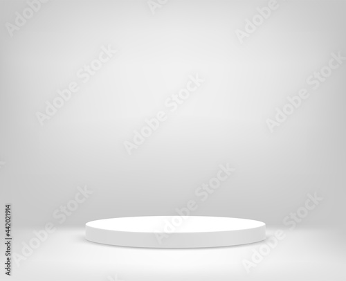 Bright white interior with pedestal vector illustration © tovovan