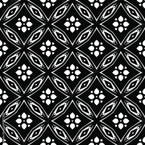 floral seamless pattern background.Geometric ornament for wallpapers and backgrounds. Black and white pattern. 