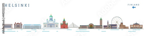 European cities finland capital landmarks. isolated vector illustration. Helsinki
