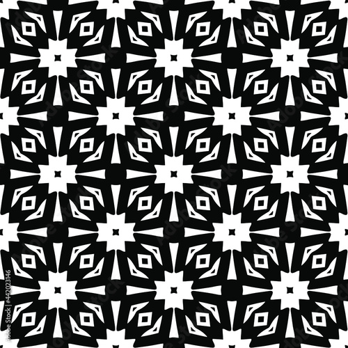 floral seamless pattern background.Geometric ornament for wallpapers and backgrounds. Black and white pattern. 