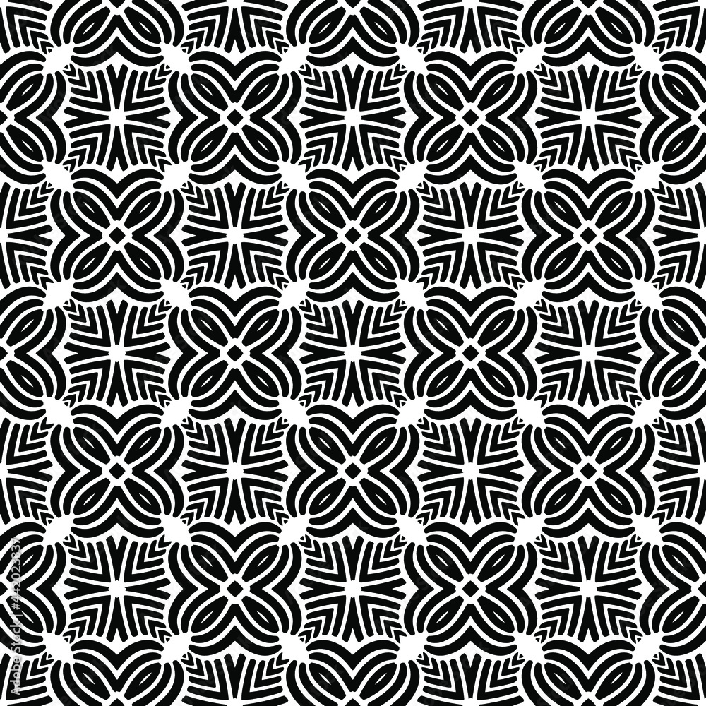 floral seamless pattern background.Geometric ornament for wallpapers and backgrounds. Black and white pattern.
floral seamless pattern background.Geometric ornament for wallpapers and backgrounds. Black and white pattern.