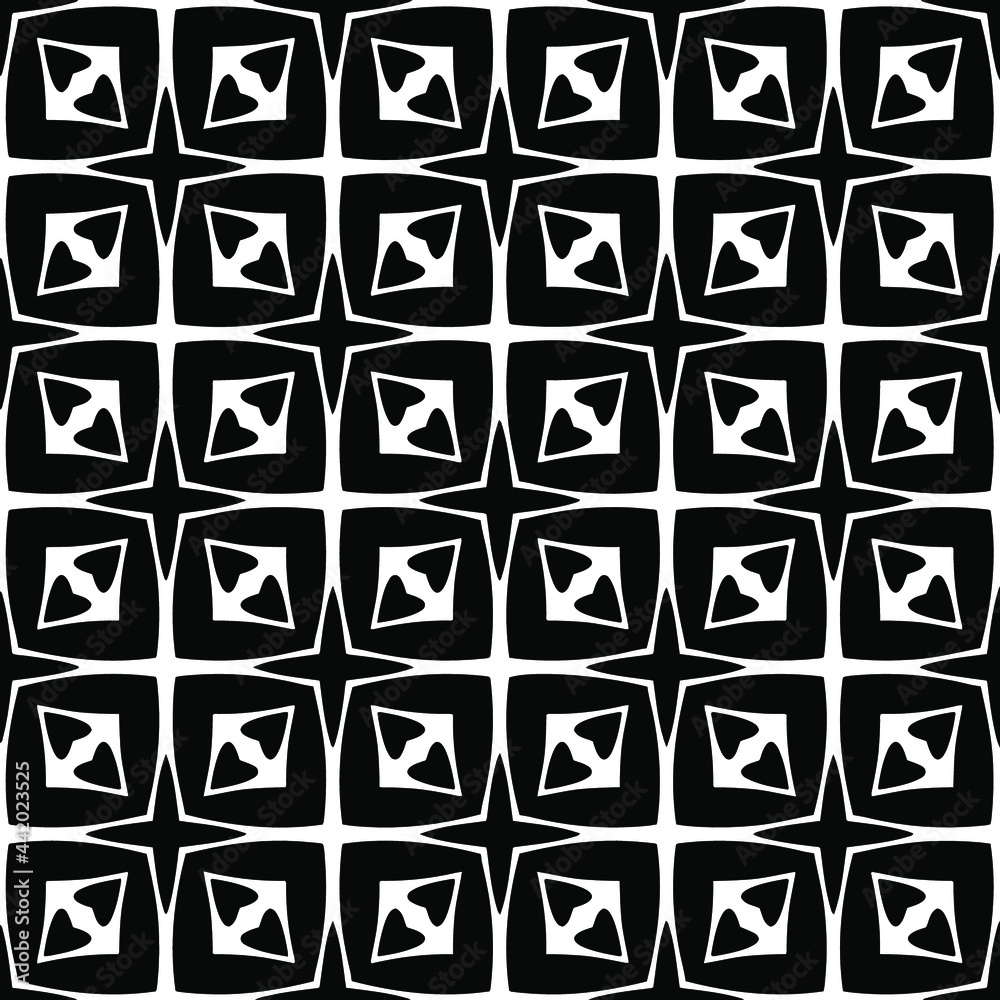 Abstract Flower Tiles. Seamless Vector Pattern Design. Black and white pattern.
Abstract Flower Tiles. Seamless Vector Pattern Design. Black and white pattern.