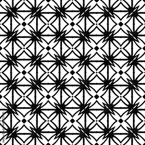  Abstract Flower Tiles. Seamless Vector Pattern Design. Black and white pattern.  © t2k4