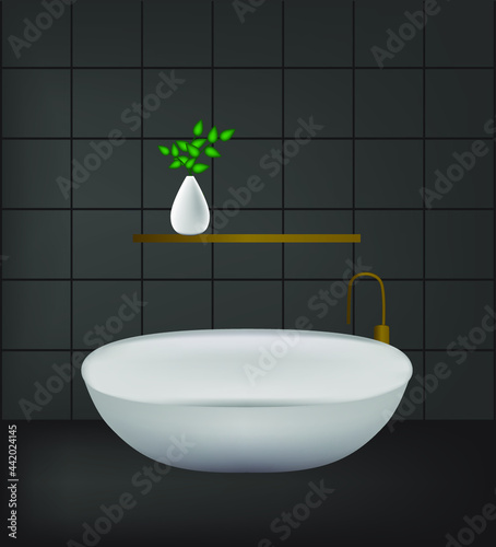 Vector illustration. Flat design. Bathroom with furniture. Bathroom interior.