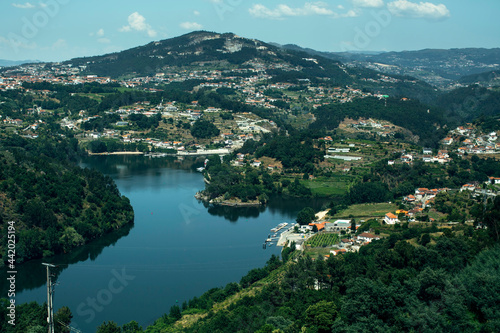 Top view of the Douro River in the Aveiro District  Portugal.