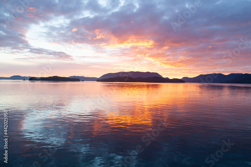 Sunset on water and islands