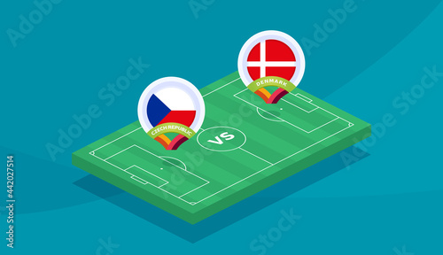 czech republic vs denmark match vector illustration Football euro 2020 championship