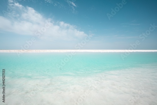 Aerial view of Dongtai Jinaier lake in Qinghai Province, China.