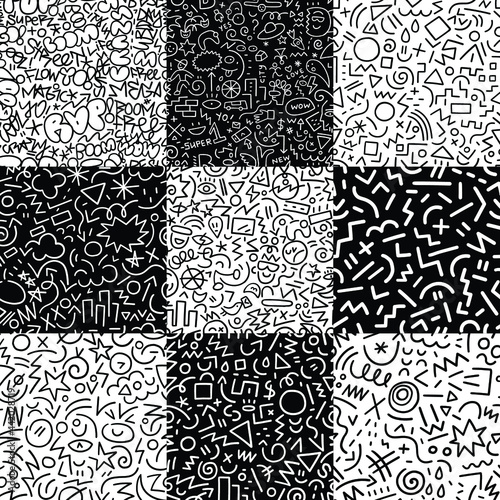 abstract sign and symbols seamless pattern set