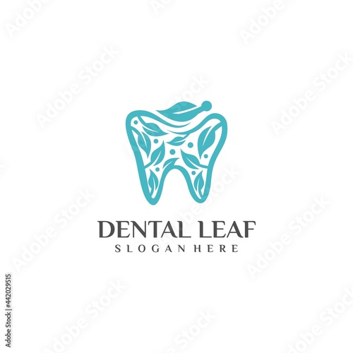 dental and leaf vector logo