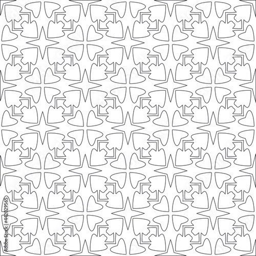 Vector pattern with symmetrical elements . Modern stylish abstract texture. Repeating geometric tiles from striped elements.Black and white pattern.