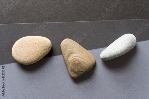Photography stones on gray paper