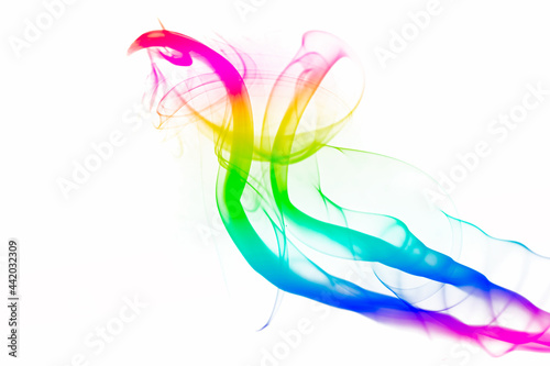 abstract colorful smoke on white