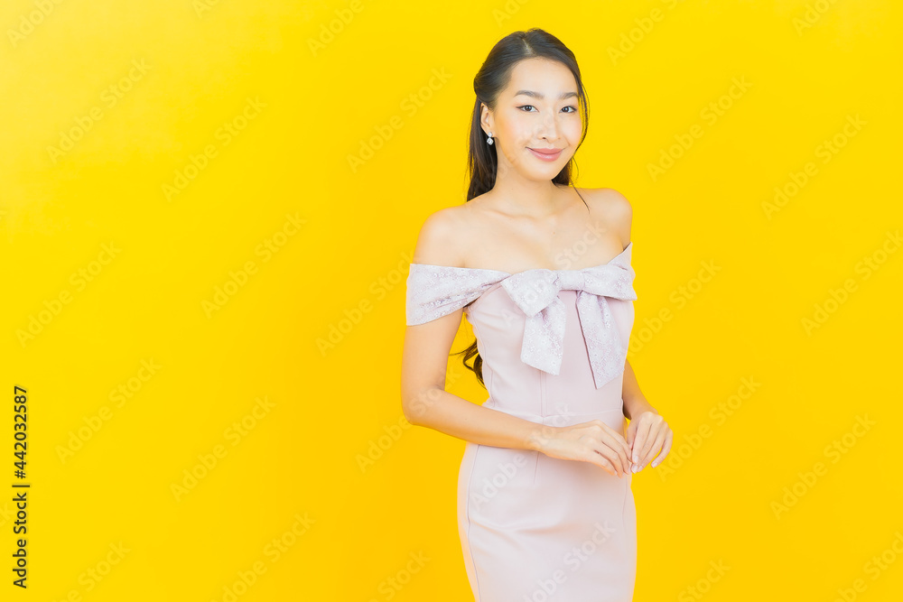 Portrait beautiful young asian woman smile with action Portrait beautiful young asian woman smile with action