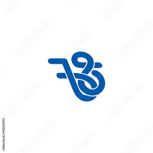 letter b2 curves linear logo vector