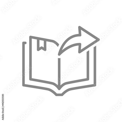 Share open book line icon. Bookcrossing, books swap, reusable library symbol