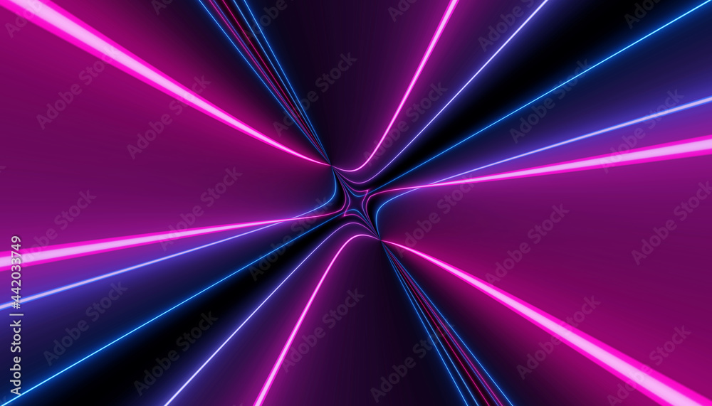 Naklejka neon blue pink curvy futuristic abstract galaxy curvy lines laser scientific Sci-Fi high resolution