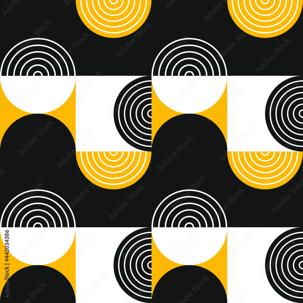 black and yellow optical art seamless pattern. Abstract background for print, textile,wallpaper black and yellow optical art seamless pattern. Abstract background for print, textile,wallpaper