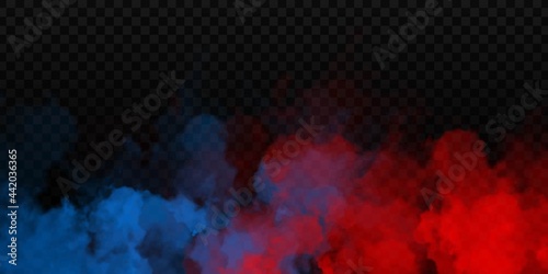 Obraz na plátně Vector realistic isolated Red and Blue Smoke effect for decoration and covering on the transparent background