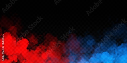 Vector realistic isolated Red and Blue Smoke effect for decoration and covering on the transparent background.