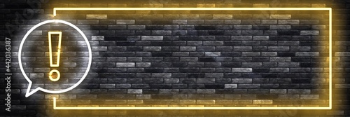 Vector realistic isolated neon sign of Attention frame for decoration and covering on the wall background.