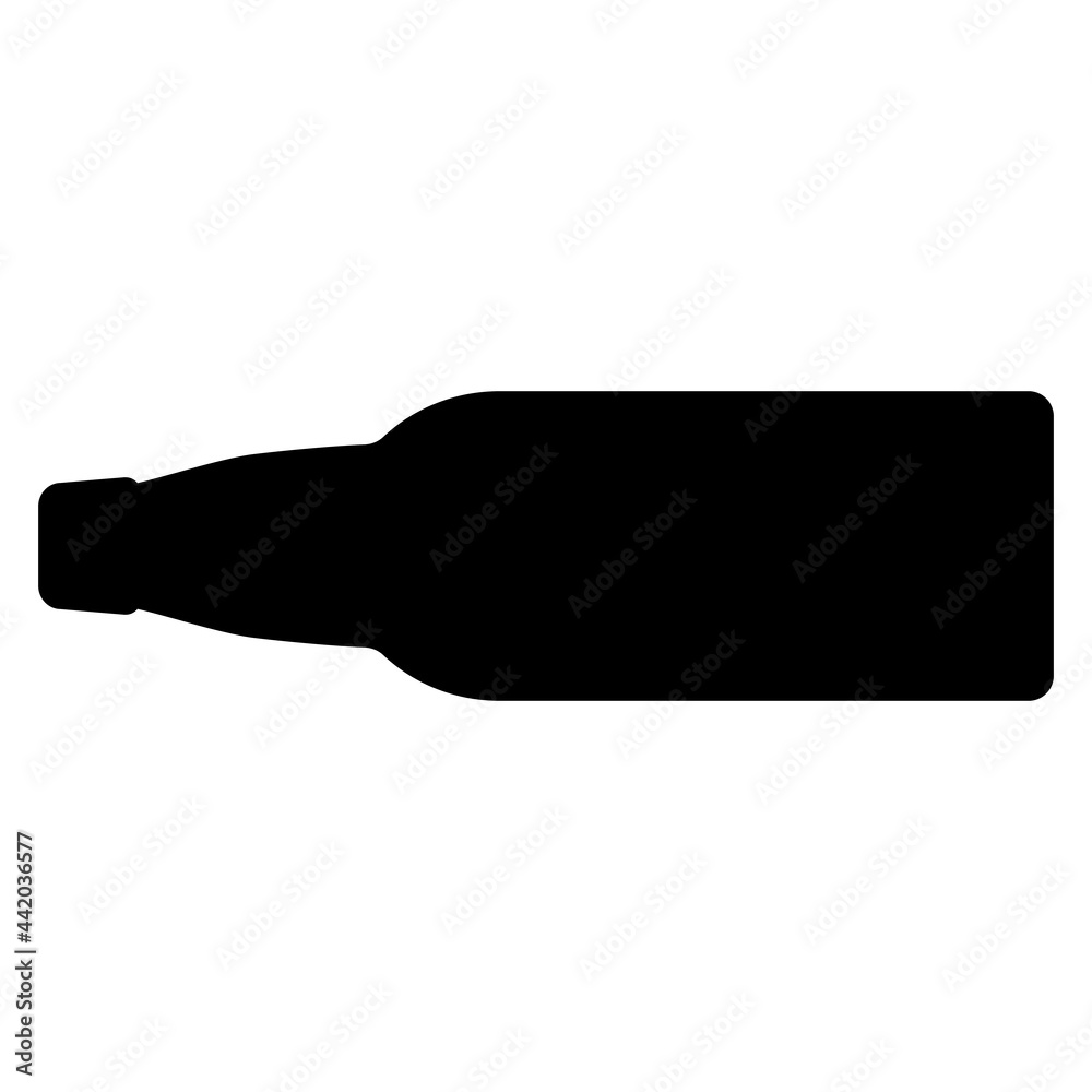 Big horizontal bottle of beer. Black silhouette. Vector drawing on a white background. Space for text, lettering, slogan and other design ideas. Big horizontal bottle of beer. Black silhouette. Vector drawing on a white background. Space for text, lettering, slogan and other design ideas.