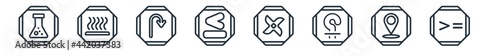 linear set of signs outline icons. line vector icons such as chemical products, heat, bridge, is less than, gross dark cross, is greater than or equal to vector illustration.